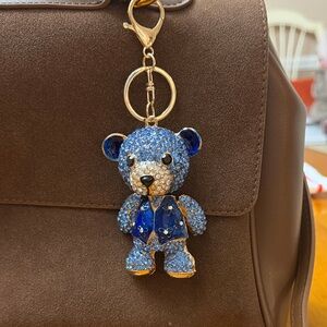 Sparkling Blue Teddy Bear Keychain Bag Charm